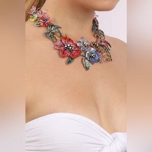 Flora & Fauna Crystal Bib Necklace nwt